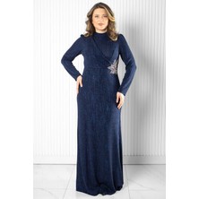 Taş Baskı Detaylı Abiye Lacivert MDA2522