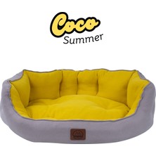Coco Summer, Yazlık Kumaşlı, Ultra Yumuşak, Kaydırmaz Tabanlı, Yıkanabilir Kedi ve Köpek Yatağ