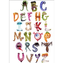 Canavarlar Alfabe Sticker Set