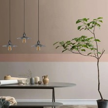 Riolight Retro1,vintage1,rustik Gri,gümüş Fırçalı Patinalı 3xe7 Metal Masa Üstü Sarkıt Avize EN:60CM