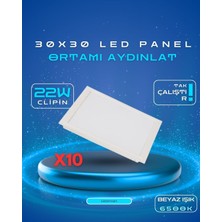 10'lu 30*30 LED Panel Beyaz Noas 22W Klipinli