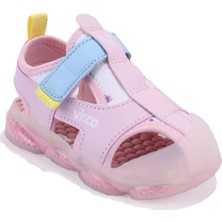 Vicco Live 332B525Y217 Pudra Ortopedik Günlük Işıklı Kız Çocuk Spor Sandalet