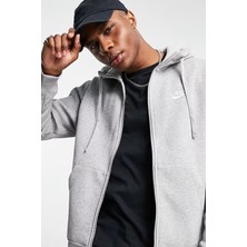 Nike Sportswear Club Full Zip Hoodie Erkek Gri Sweatshirt Kapüşonlu Rahat Kesim Tasarım