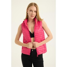 Puffer Kapşonlu Verev Yelek