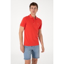 U.S. Polo Assn. Erkek Slim Fit Polo Yaka Kırmızı Yıkamalı Basic Tişört 50298053-VR213