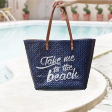 Take Me To The Beach Tote El Yapımı Hasır Plaj Çantası
