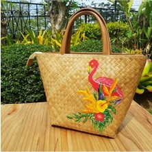Flamingo City Bag El Yapımı Hasır Kol Çantası