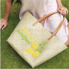 Will Kiss For Mangoes Tote El Yapımı Hasır Plaj Çantası