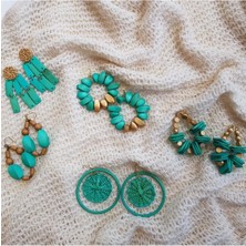 Madeline Earrings In Turquoise El Yapımı Hasır Küpe