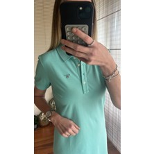 Mint Yeşili Polo Yaka Elbise