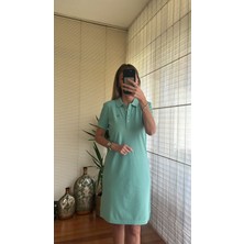 Mint Yeşili Polo Yaka Elbise