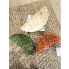 Summer Essentıals Half Moon Clutch El Yapımı Organik Hasır Clutch