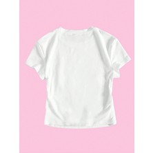 Kadın  Y2K Çilekler Baskılı Bayb Tee Crop