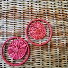Madeline Earrings In Coral El Yapımı Hasır Küpe