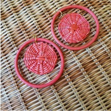 Madeline Earrings In Coral El Yapımı Hasır Küpe