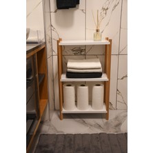 Beyaz 3 Raflı Gürgen Ayaklı Banyo Düzenleyici,banyo Organizeri