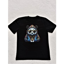 Hip-Hop Panda Baskılı Pamuklu Erkek Çocuk Tişörtü