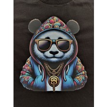 Hip-Hop Panda Baskılı Pamuklu Erkek Çocuk Tişörtü