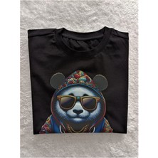 Hip-Hop Panda Baskılı Pamuklu Erkek Çocuk Tişörtü