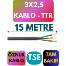 Öznur 3x2,5 Ttr Kablo Metre Seçenekli (Siyah)
