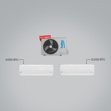 Beko 1+2 Multi Ekolojik Inverter Klima - (1 Adet Dış Ünite + 2 Adet 9+12 Btu Iç Ünite) / A++