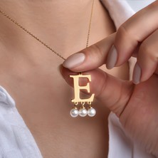 14 Ayar Altın Kaplama Kişiye Özel Incili Baş Harf Gümüş Kolye - CNP00150