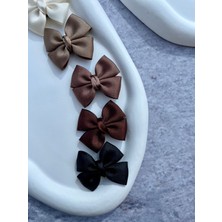 Kahverengi Fiyonk Kurdele Saçsız Bebek Tokası Seti