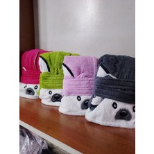 Çocuk Kapşonlu Bornoz / Pamuklu / Kulaklı, Kemerli