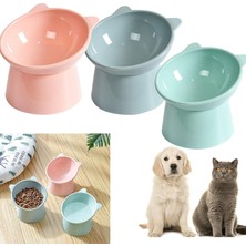 Eğimli Mama ve Su Kabı Boyun Koruyucu Kedi Köpek Evcil Hayvan Mama Kasesi Mama Kabı + Kürek Hediyeli