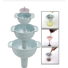 3’lü Plastik Süzgeçli Huni Seti – Gıda Dolumu Için Pratik Mutfak Hunisi – Farklı Boylarda