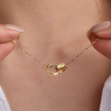 14 Ayar Altın Kaplama Iç Içe Geçen Isimli Halka Sonsuzluk Kolye - CN00450