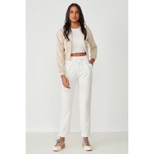 C&city Bel ve Paçası Pileli Eşofman Altı 742 Ekru