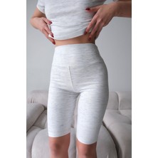 Yüksek Bel Soft Şort Gri