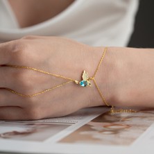 Vaoov 925 Ayar Gümüş Mavi Taşlı Arı Kuşu Şahmeran Bileklik