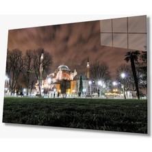 Ayasofya Camii Gece Manzaralı Cam Tablo Modern Duvar Dekoru |