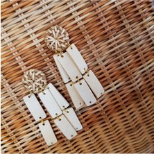 Leanna Earrings In White El Yapımı Hasır Küpe