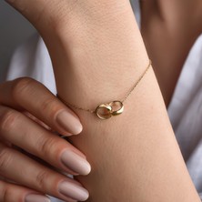 14 Ayar Altın Kaplama Iç Içe Geçen Isimli Halka Sonsuzluk Bileklik - CB00138