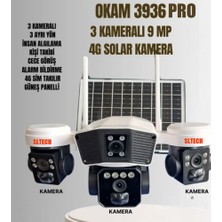 O-Kam 3936PRO 3 Kameralı 2025 Yeni Nesil Yapay Zeka 9 Mp Solar Panelli 4g Sim Kartlı Kamera