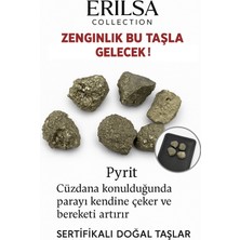 Sertifikalı Tamburlanmış Cüzdan Boy Pirit Taşı Kütle - El Taşı - Zihinsel Güç Maddi Enerji Koruması