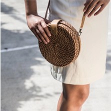Beng Artisans Alicia Rattan Crossbody El Yapımı Hasır Omuz Çantası