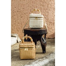 Beng Artisans The Vanity Case In White El Yapımı Hasır El Çantası