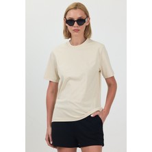 Kadın Basic Krem T-Shirt
