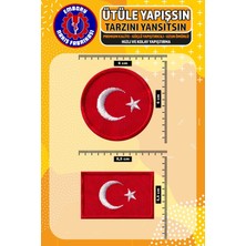 Embory Ütü ile Yapışan Arma Yama, Türk Bayrağı Seti (4 Adet) Ütüyle Yapışan Nakış Dokuma Aplike Patch