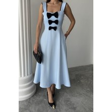 La Mode Istanbul Bebe Mavi Fiyonk Garnili Dantelli Elbise