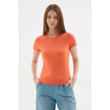 Fashion Friends Kısa Kollu Mercan Kadın T-Shirt 25Y0444K1