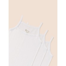 natuline Kız Çocuk Organik Pamuklu Ribana İp Askılı Atlet 3'lü Paket
