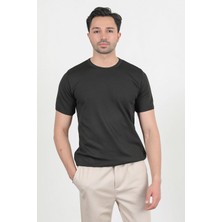 Erkek Bisiklet Yaka Kısa Kol Basic Triko T-Shirt Siyah - 2501