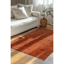 Venüs Kiremit Iskandinav Desenli Kaymaz Pamuk Kilim – Makinede Yıkanabilir, Modern ve Şık Tasarım Halı