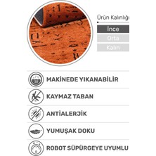 Venüs Kiremit Iskandinav Desenli Kaymaz Pamuk Kilim – Makinede Yıkanabilir, Modern ve Şık Tasarım Halı