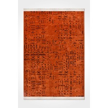 Venüs Kiremit Iskandinav Desenli Kaymaz Pamuk Kilim – Makinede Yıkanabilir, Modern ve Şık Tasarım Halı